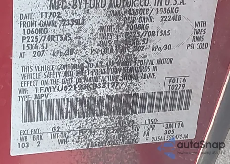 2003 Ford Escape Xls z USA, uszkodzony, nr VIN 1FMYU02193KB33177